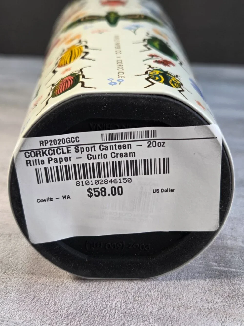 Rifle Paper Co x Corkcicle Curio Cream 20oz Insulated Canteen with Screw Top Lid